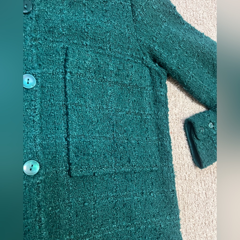 Abercrombie & Fitch XS Oversized Emerald Textured Sweater Button Front - Picture 5 of 8